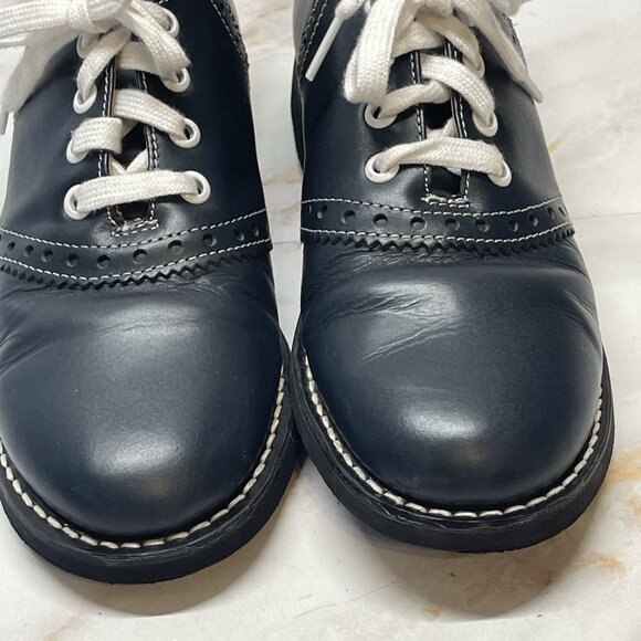 Kesco Navy Blue Lace-up Saddle Oxford Shoes Uniform School Womens Size 5 1/2 - Picture 2 of 16